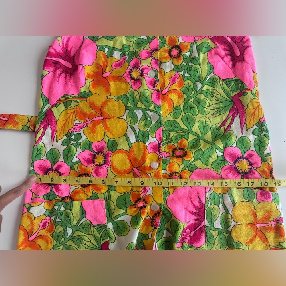 Vintage Aloha Authentic Hawaiian Originals Bright Pink Cotton Floral Dress S - Picture 10 of 11